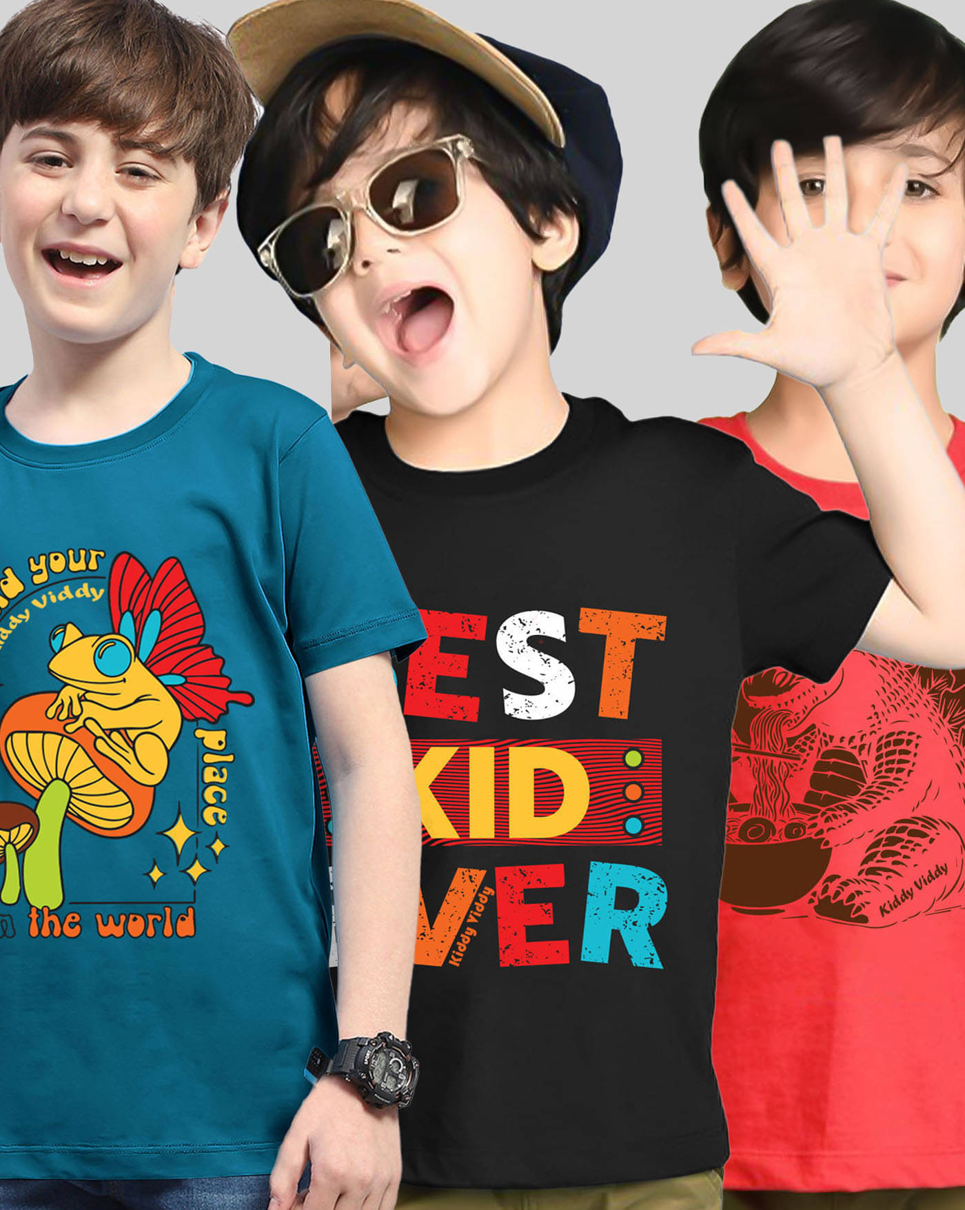     			AUSK Pack of 3 Boys Cotton Blend T-Shirt ( Black )