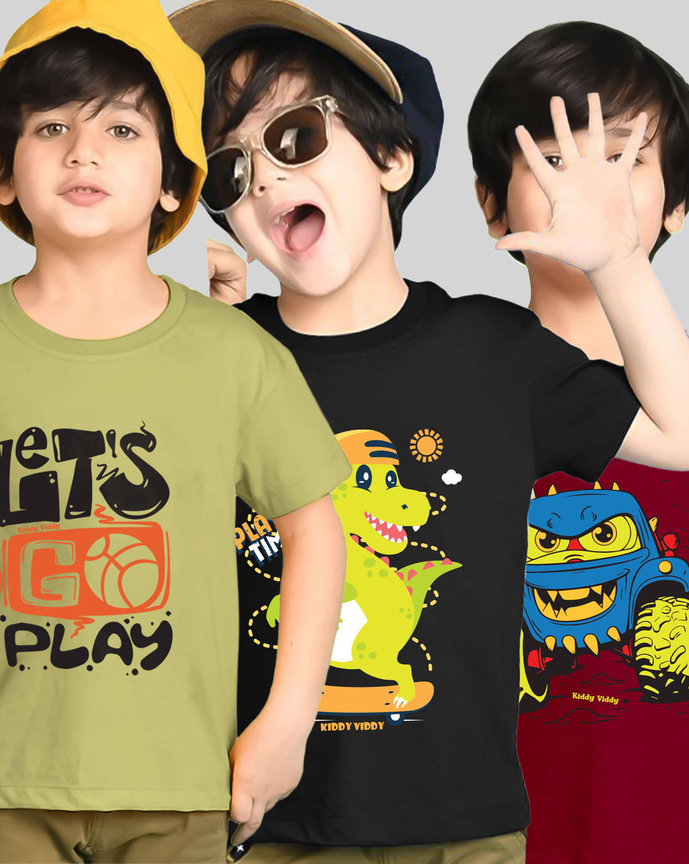     			AUSK Pack of 3 Boys Cotton Blend T-Shirt ( Green )