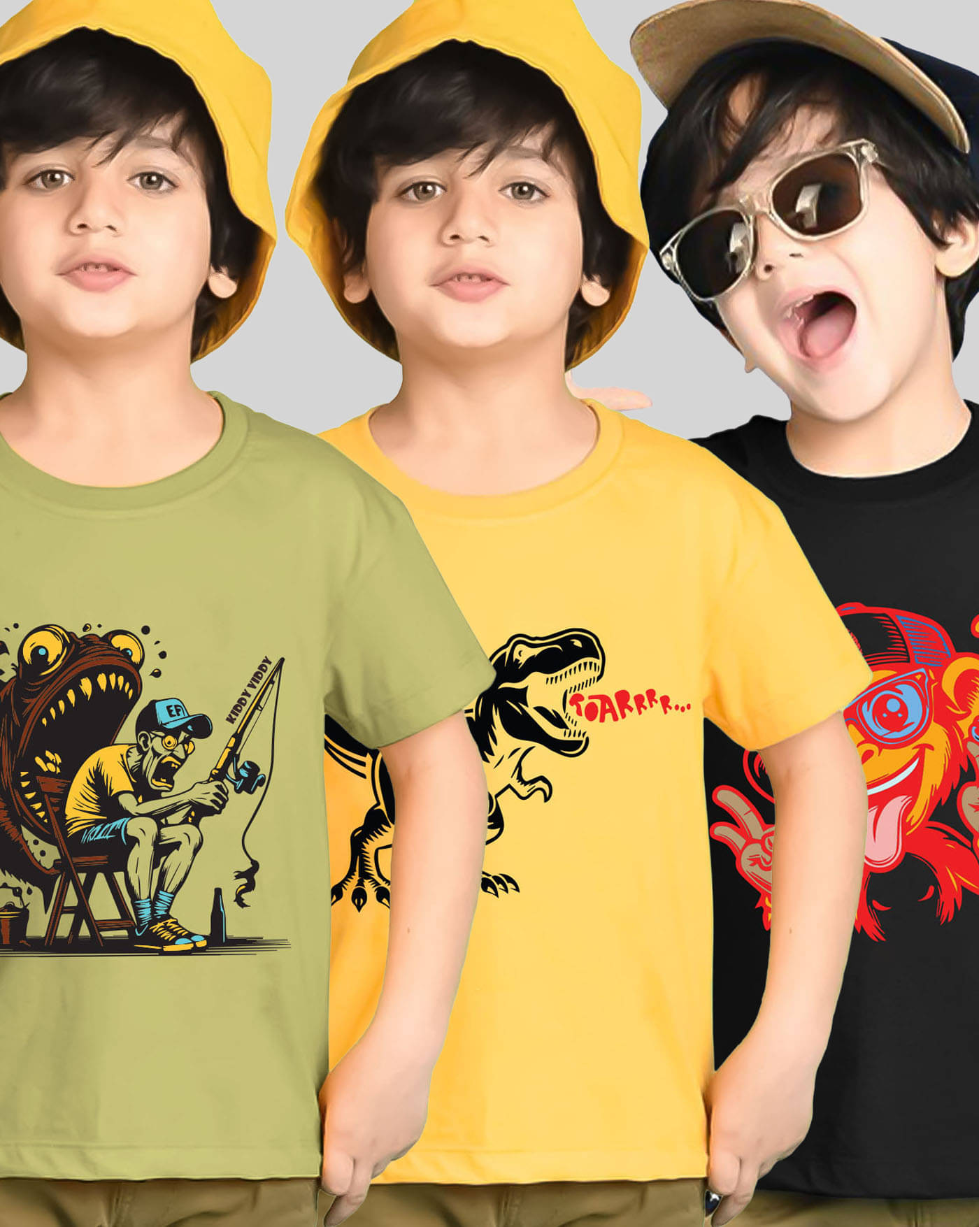     			AUSK Pack of 3 Boys Cotton Blend T-Shirt ( Black )