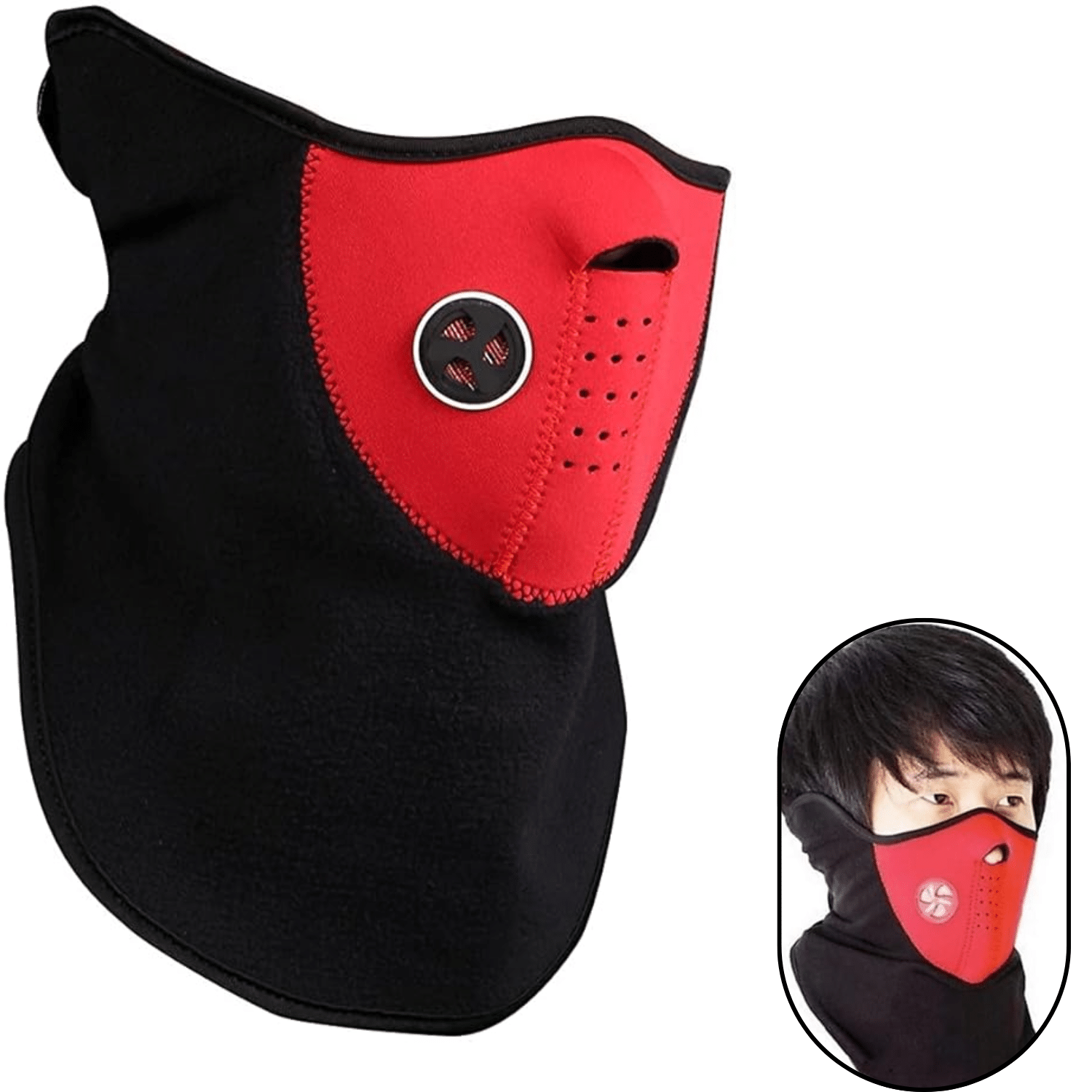     			Aksmit Half Face Mask Dust Proof Mask Bike_Cycle Winter Mask for Men & Women (Size: Free, Balaclava) 1 Piece Red