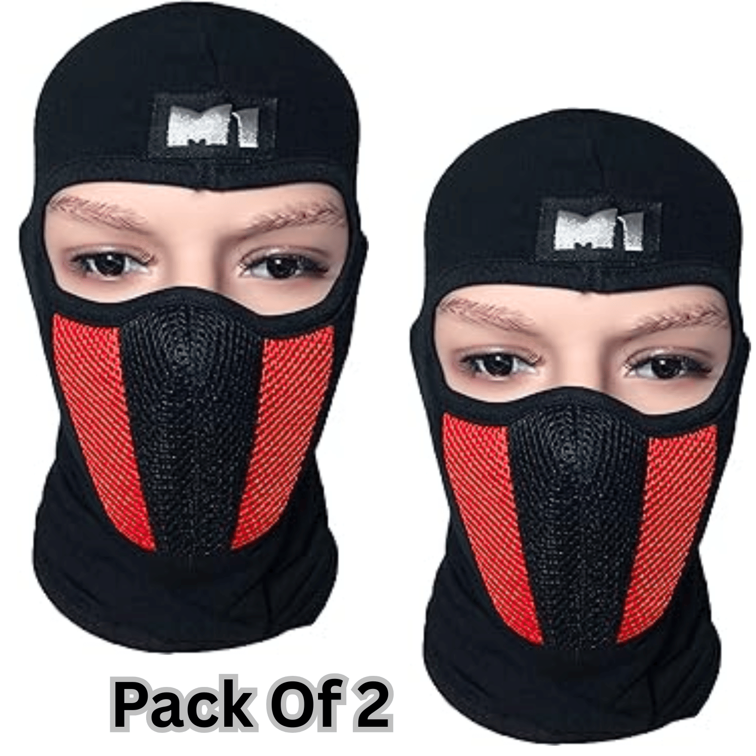 Aksmit ( Pack Of 2 ) M1 Full Face Cover Balaclava Protection Filter Plain Mask ,Blk , Red     			Aksmit ( Pack Of 2 ) M1 Full Face Cover Balaclava Protection Filter Plain Mask ,Blk , Red