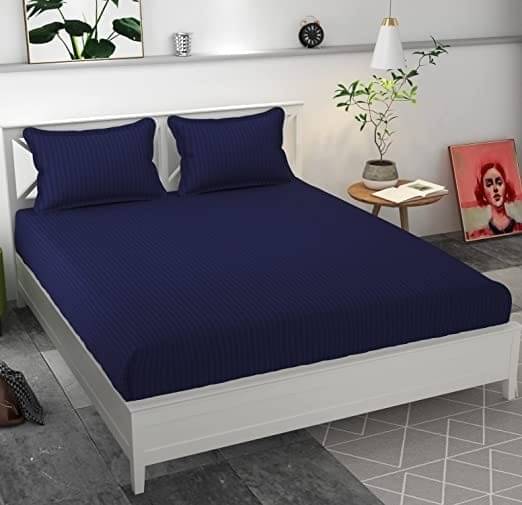     			DOMES FAB Satin 1 Double Bedsheet with 2 Pillow Covers ( Blue )