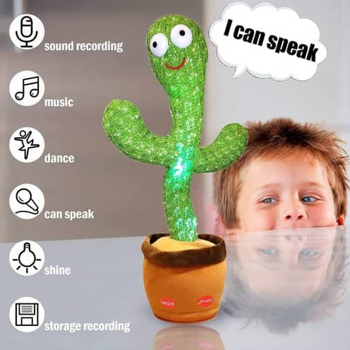     			Dancing Cactus Talking Toy, Rechargeable Toy, Wriggle & Singing Recording Repeat What Say Funny Education Toys for Babies Children Playing, Home Decorate Dancing Cactus Toy for Kids