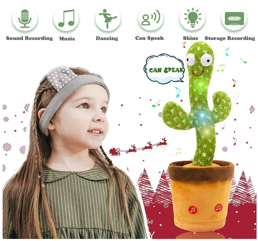     			Dancing Cactus Talking Toy, Rechargeable Toy, Wriggle & Singing Recording Repeat What Say Funny Education Toys for Babies Children Playing, Home Decorate Dancing Cactus Toy for Kids