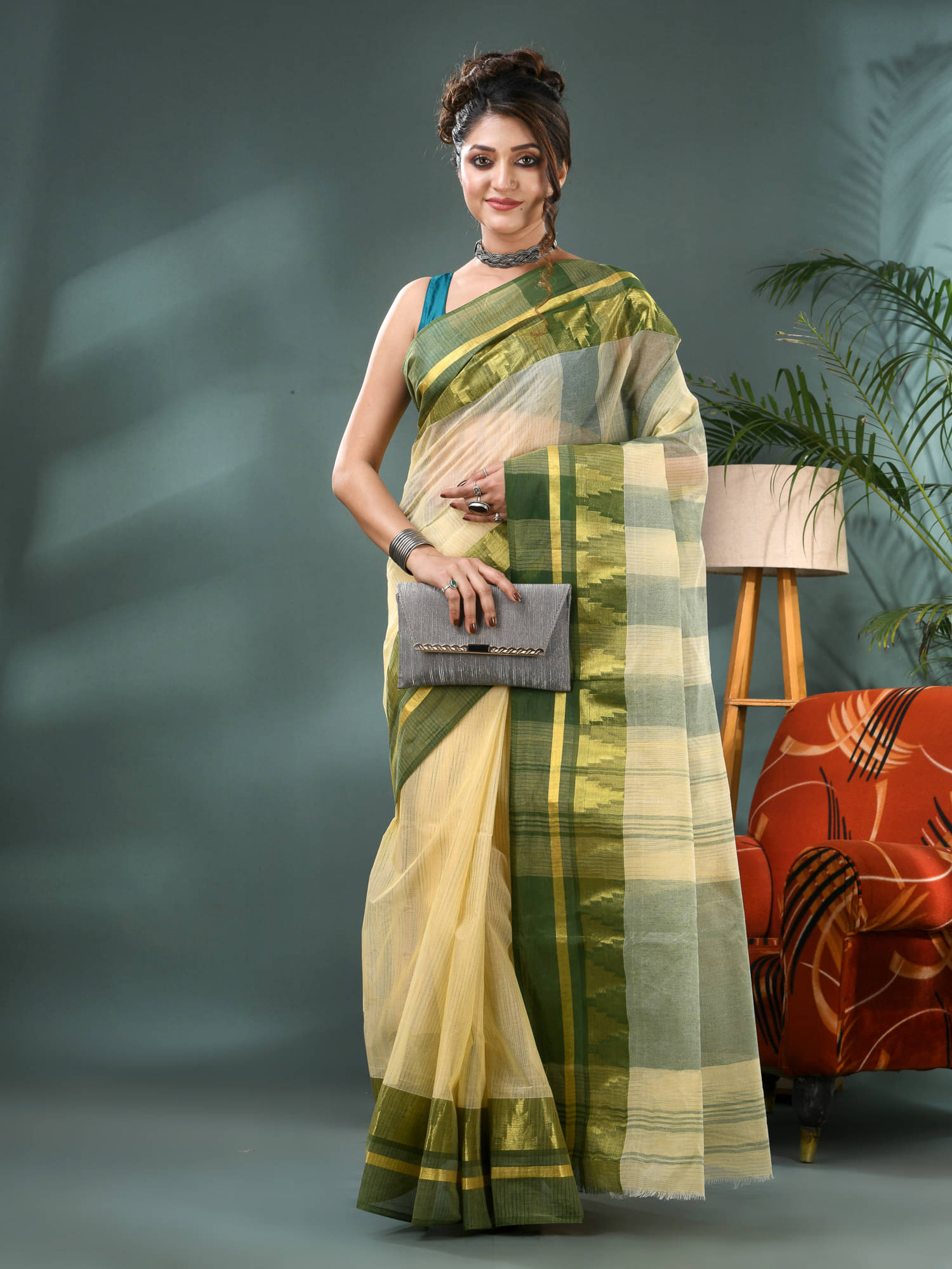     			Desh Bidesh Cotton Woven Tant Saree Without Blouse Piece ( Off White )