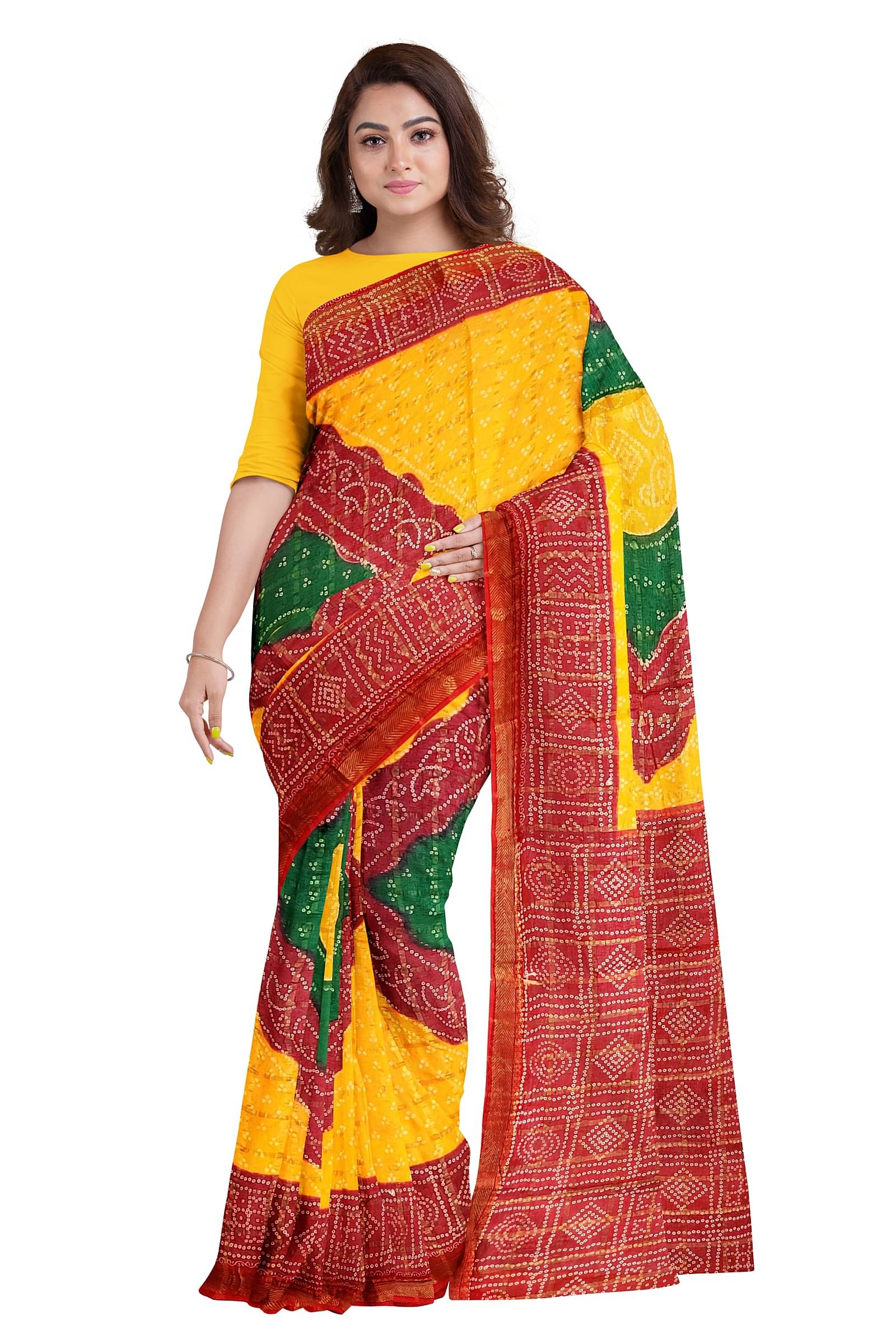 Dishita Cotton Checks Bandhani Sarees Without Blouse Piece ( Multicolor ) Dishita Cotton Checks Bandhani Sarees Without Blouse Piece ( Multicolor )