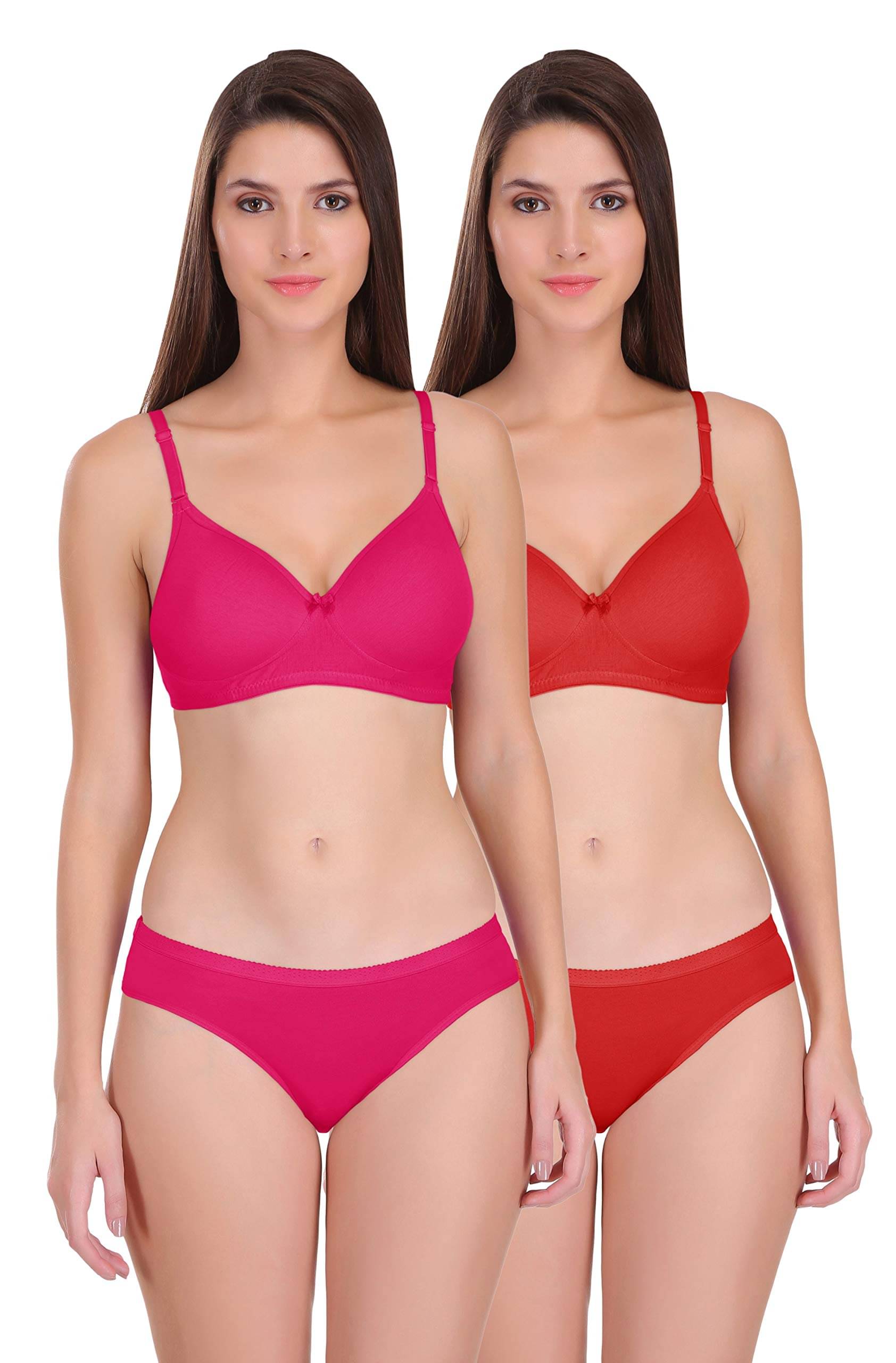     			Featherline Pack of 2 Poly Cotton Bra & Panty Set For Women ( Multicolor2 )