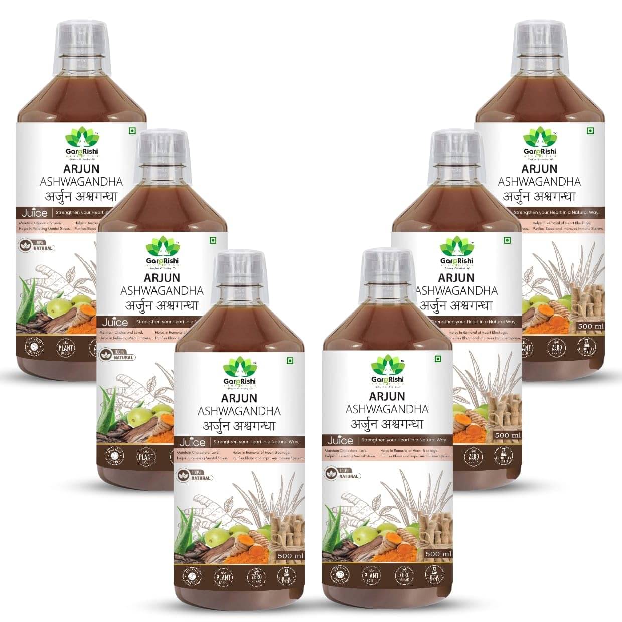     			GARGRISHI Arjuna Ashwagandha Ras (Sugar Free) | Natural Heart Health Support for Anti-Blockage & Cholesterol Care | Promotes Cardiovascular Wellness, Reduces Stress & Boosts Immunity (6)