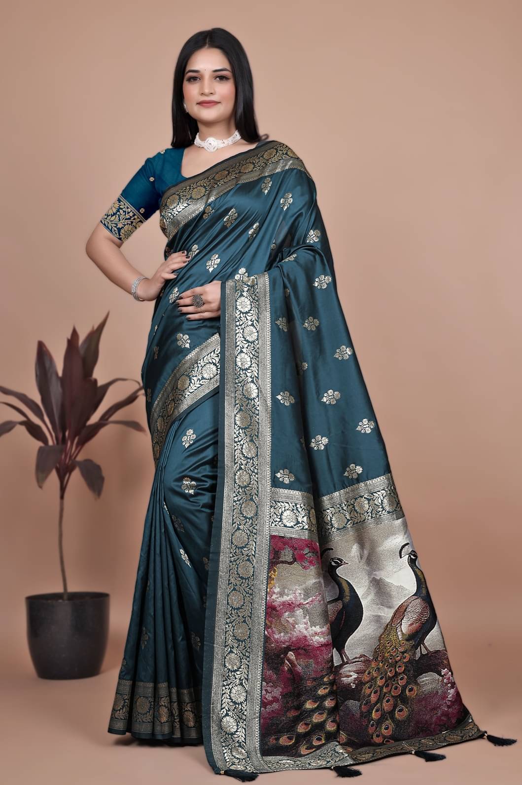 GSAREEJII Art Silk Woven Banarasi saree With Unstitched Blouse Piece ( Teal ) GSAREEJII Art Silk Woven Banarasi saree With Unstitched Blouse Piece ( Teal )