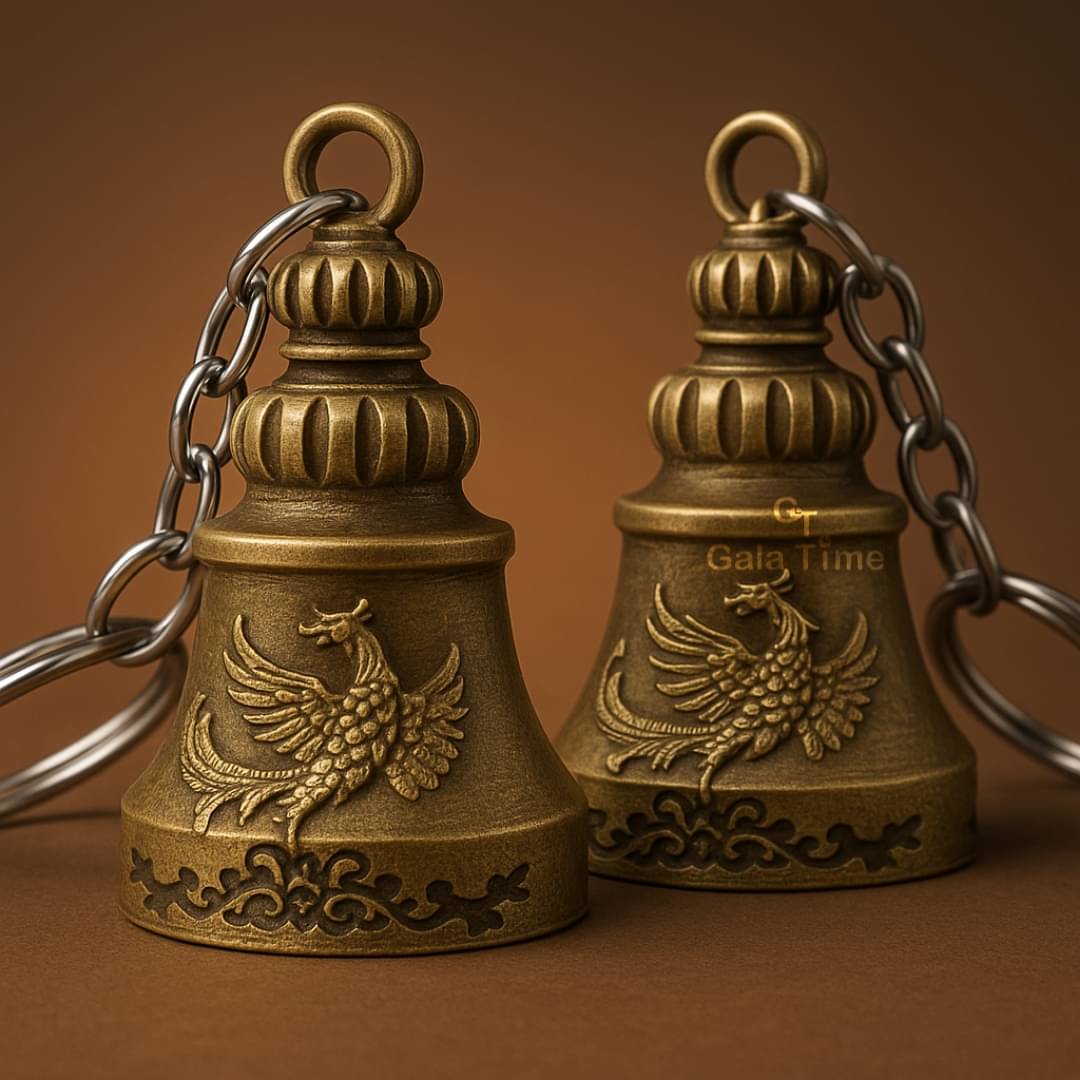     			Pair of Brass Guardian Bells with Protective Chime, Ideal for Car, Bike, Door Hanging and Spiritual Gifting