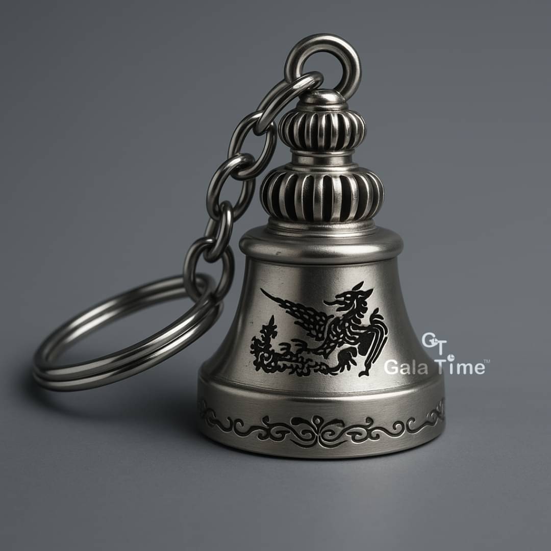     			Decorative Silver Guardian Bell with Bird Artwork for Safe Travel, Good Luck Vibes and Gifting Occasions