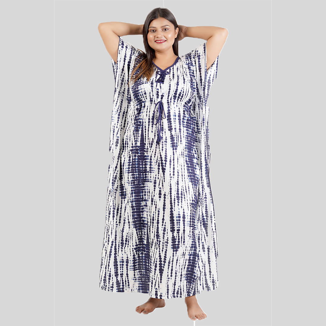 Gutthi Multi Color Satin Women's Nightwear Kaftan Night Dress ( Pack of 1 ) Gutthi Multi Color Satin Women's Nightwear Kaftan Night Dress ( Pack of 1 )