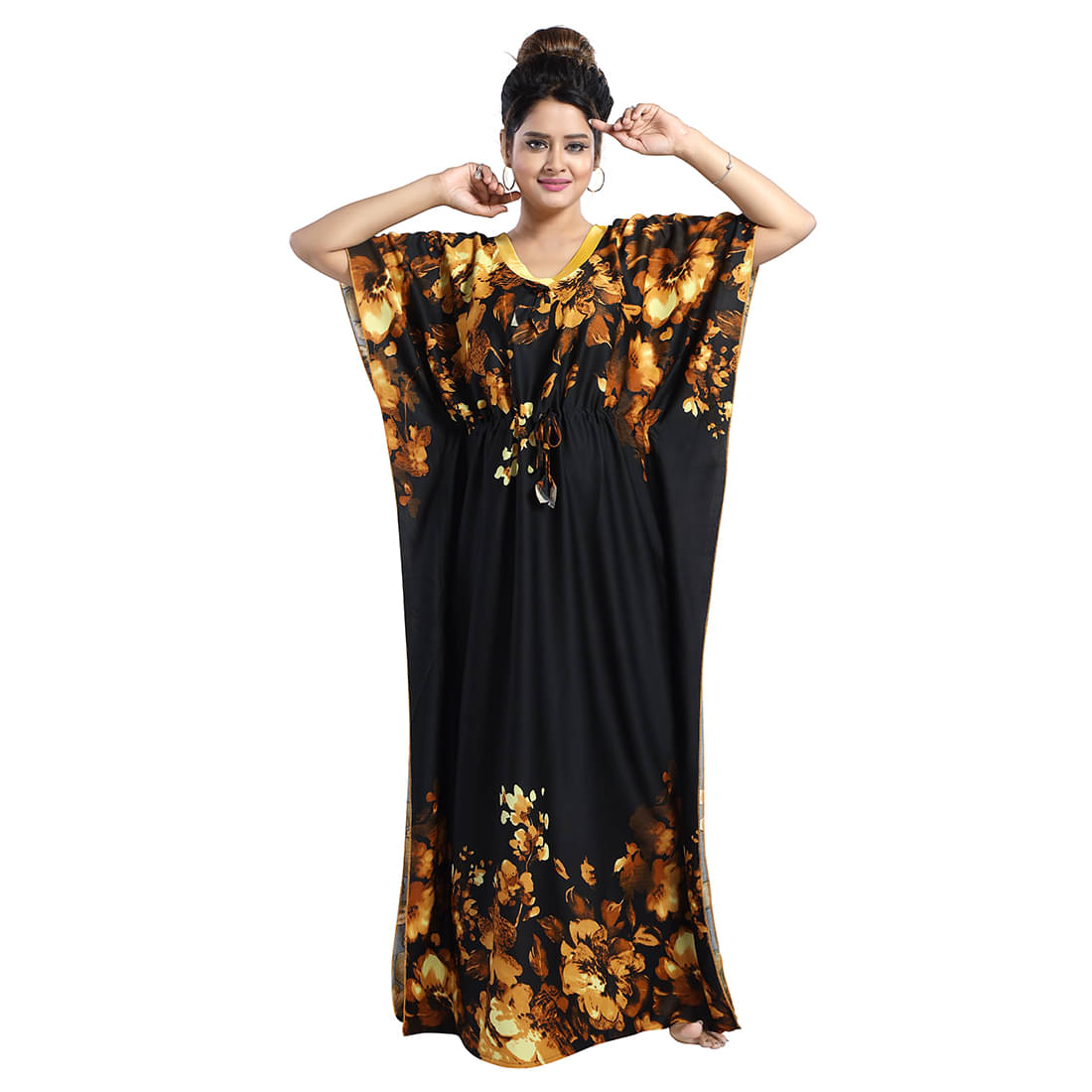     			Gutthi Yellow Satin Women's Nightwear Nighty & Night Gowns ( Pack of 1 )
