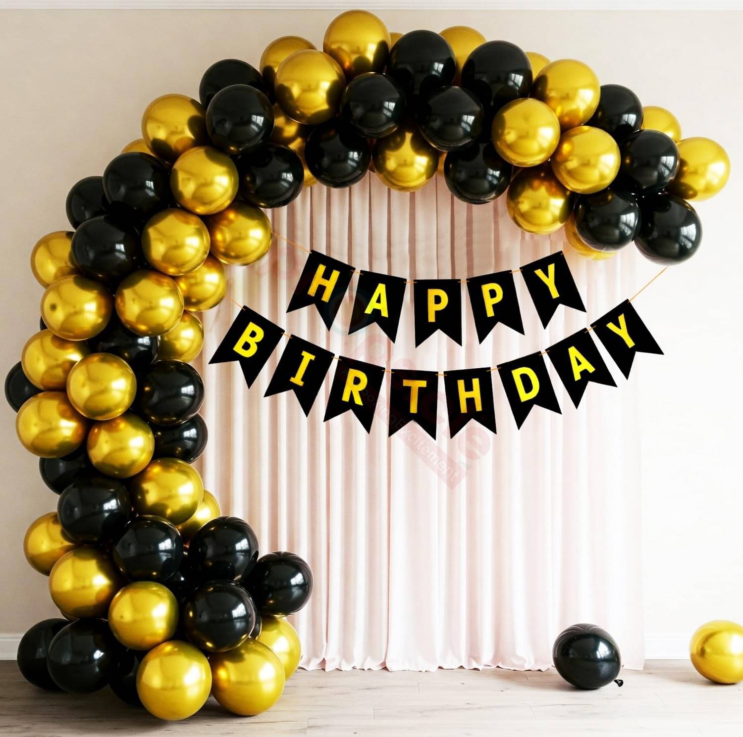    			Happy Birthday Banner ( Pink, Red, White ) ) + 30 Metallic Balloon ( Pink, Red, Gold )