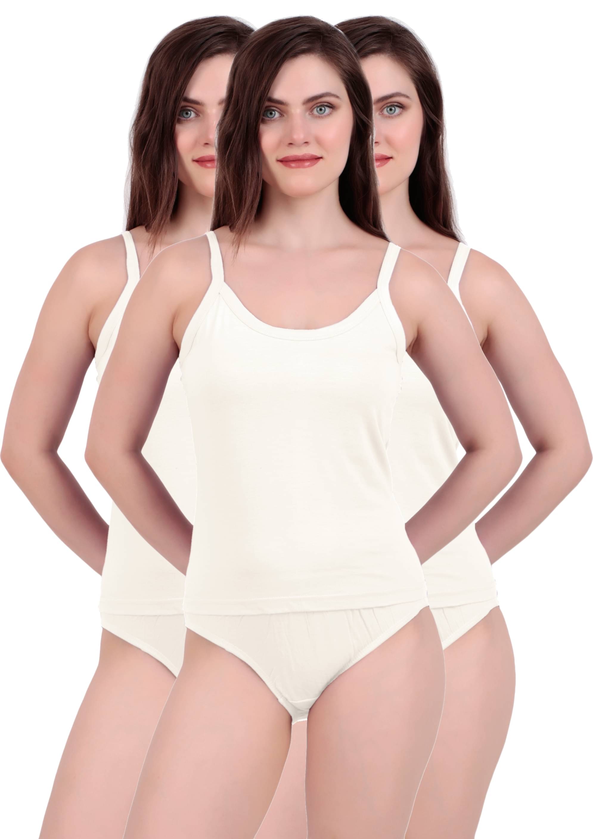 Inner Element Pack of 3 Camisole Cotton Camisoles ( Off White ) Inner Element Pack of 3 Camisole Cotton Camisoles ( Off White )