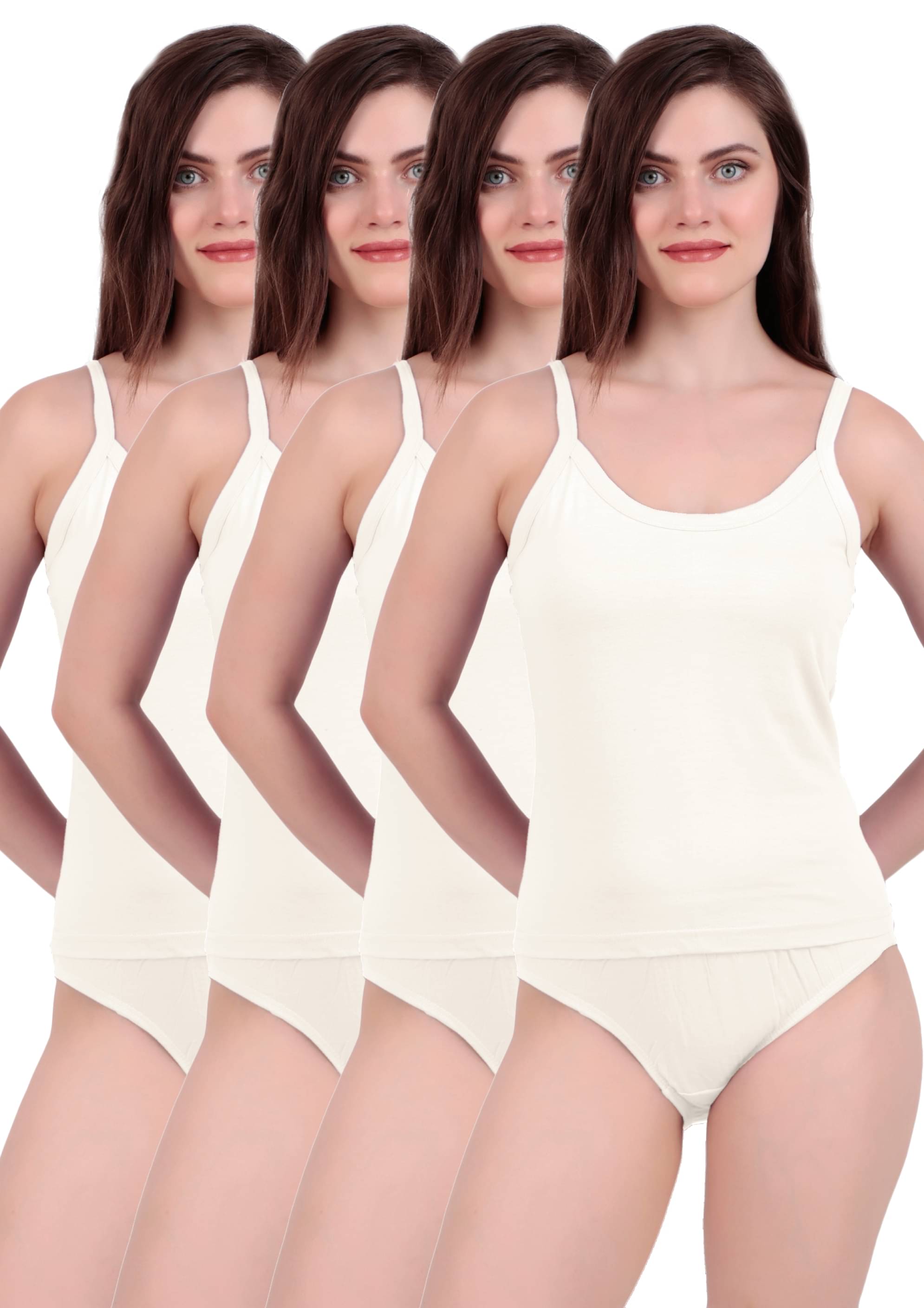 Inner Element Pack of 4 Camisole Cotton Camisoles ( Off White ) Inner Element Pack of 4 Camisole Cotton Camisoles ( Off White )