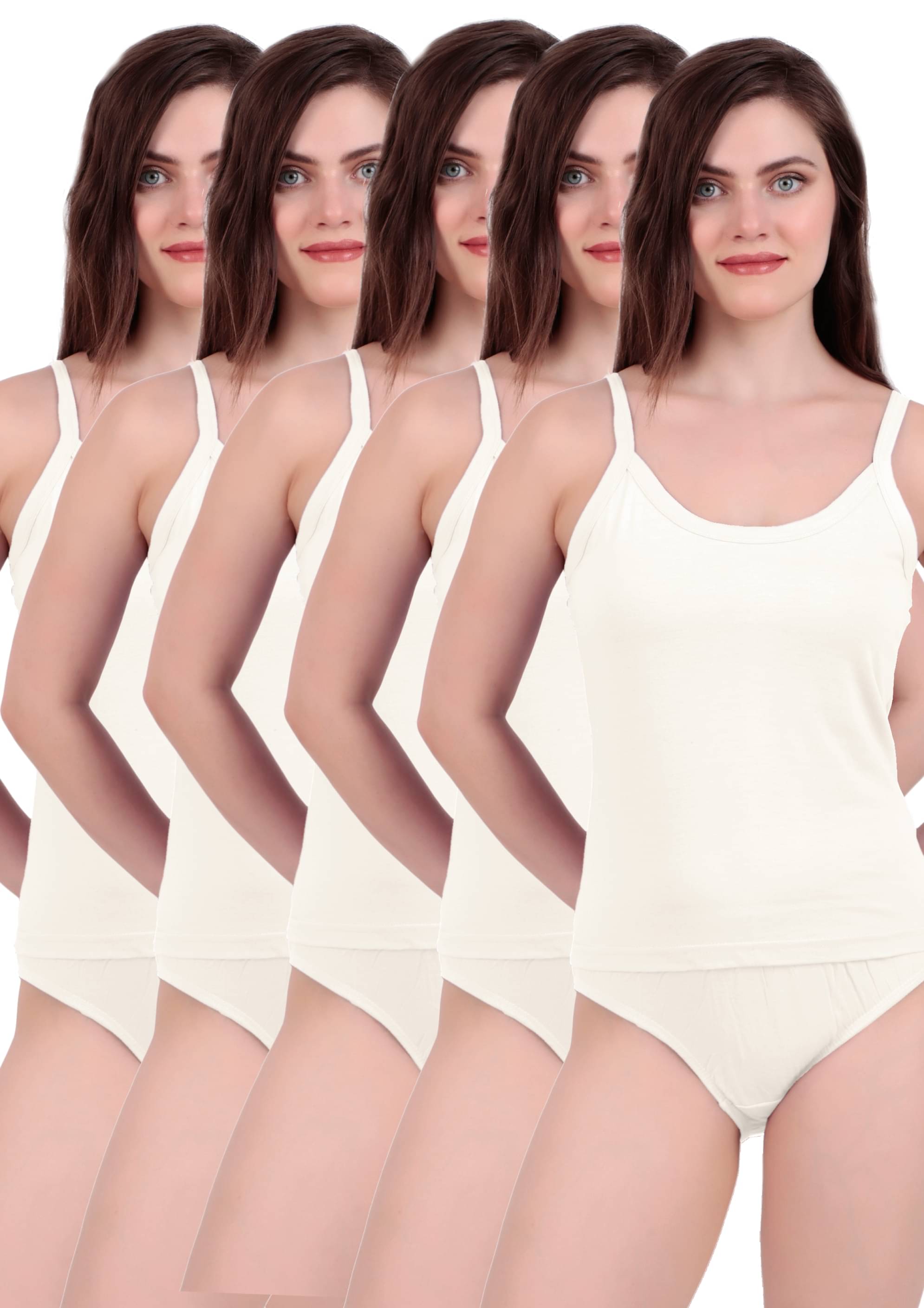 Inner Element Pack of 5 Camisole Cotton Camisoles ( Off White ) Inner Element Pack of 5 Camisole Cotton Camisoles ( Off White )