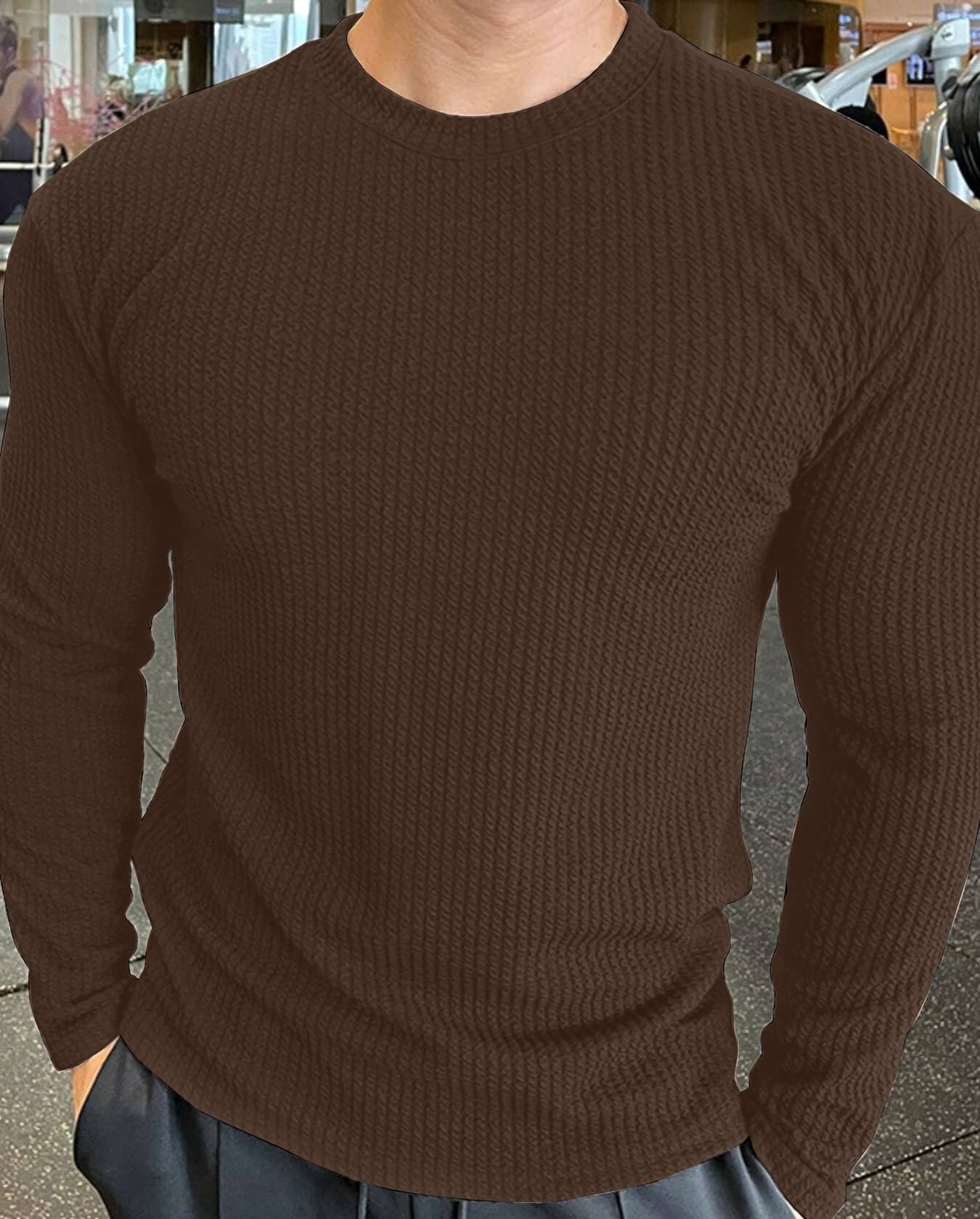 KAJARU Men Polyester Regular Fit Self Design T-Shirt ( Brown ) KAJARU Men Polyester Regular Fit Self Design T-Shirt ( Brown )