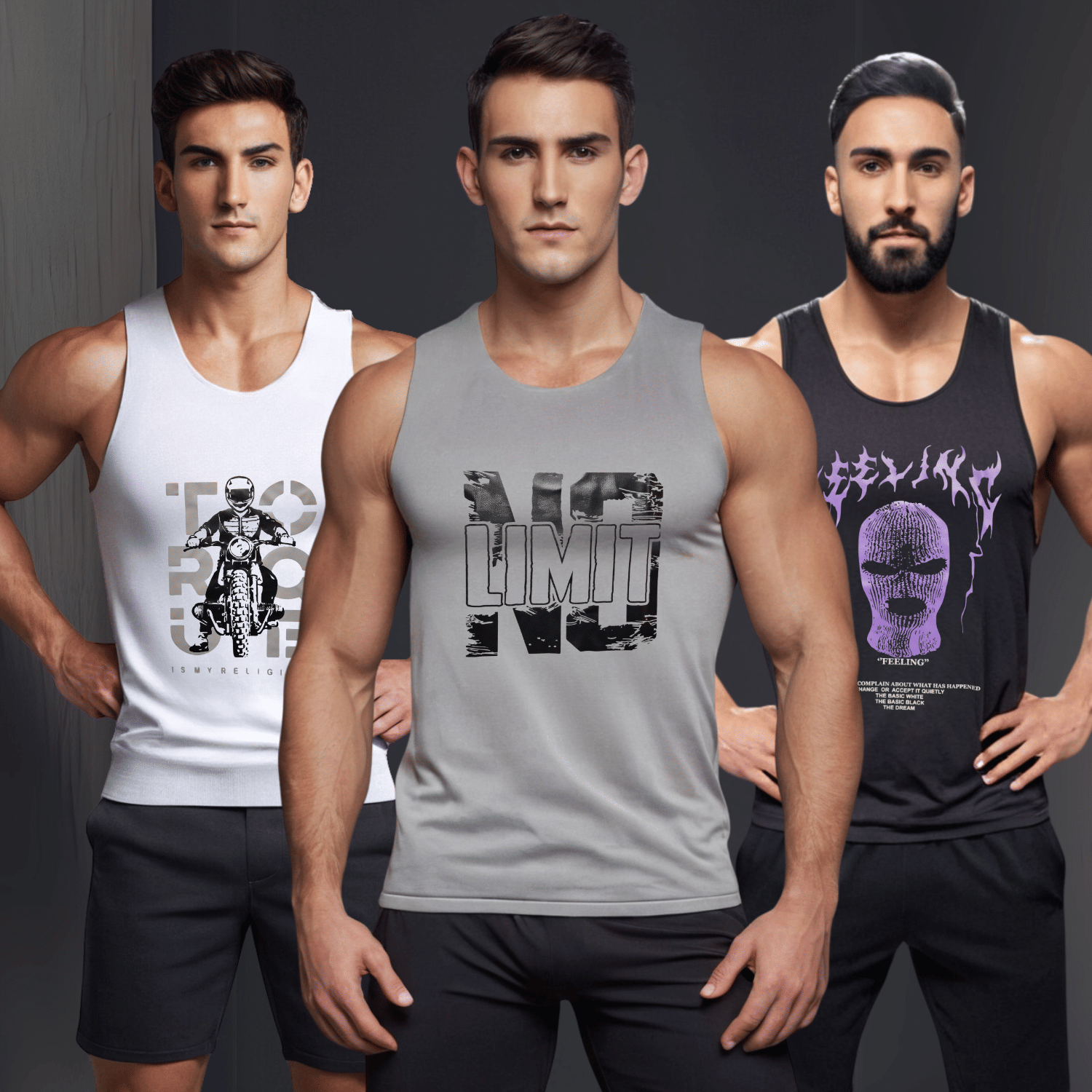     			Looks United Pack of 3 Polyester Gym Vest For Men ( Multicolor12 )