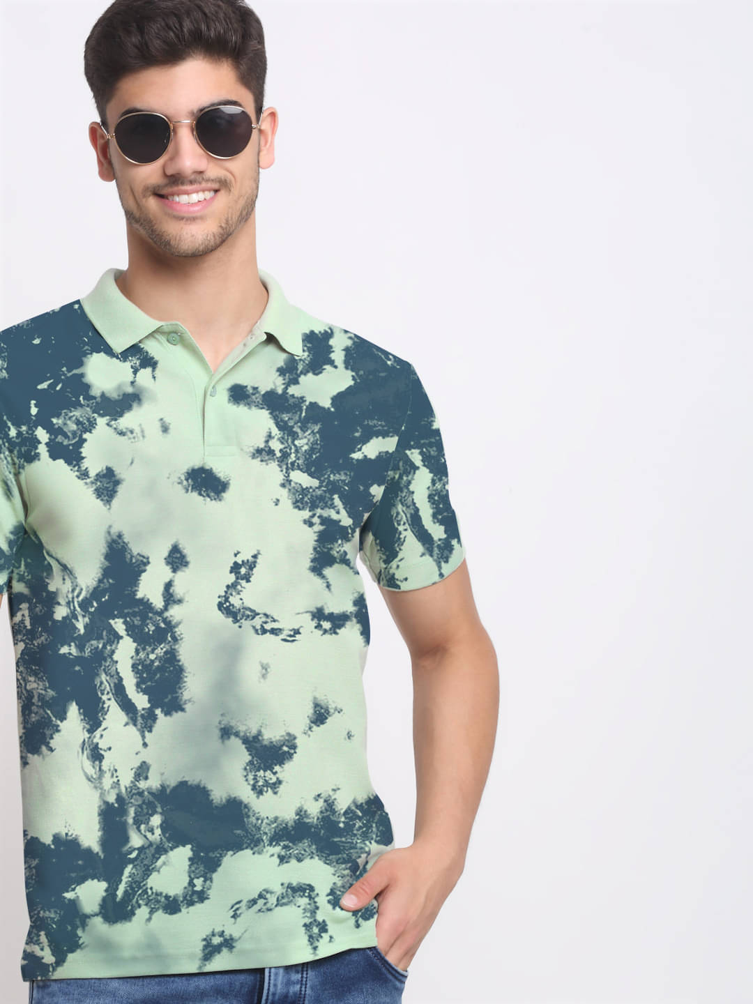 Merriment Men Cotton Blend Regular Fit Printed Polo T Shirt ( Lime Green )     			Merriment Men Cotton Blend Regular Fit Printed Polo T Shirt ( Lime Green )