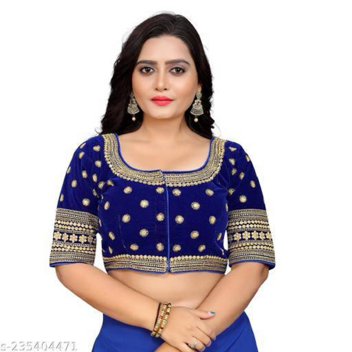 Modern Mughals Blue Readymade with Pad Velvet Women's Blouse ( Pack of 1 ) Modern Mughals Blue Readymade with Pad Velvet Women's Blouse ( Pack of 1 )
