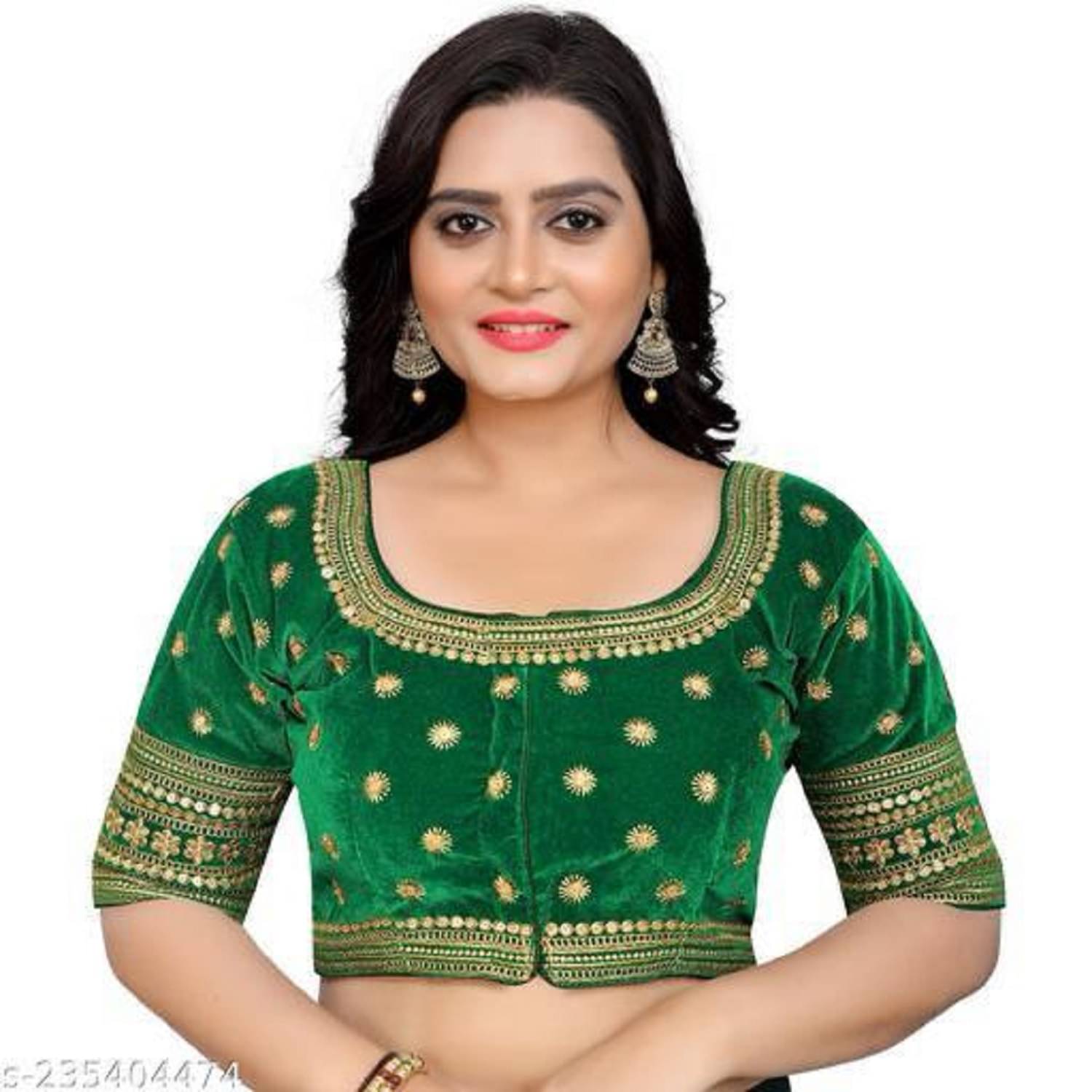 Modern Mughals Green Readymade with Pad Velvet Women's Blouse ( Pack of 1 ) Modern Mughals Green Readymade with Pad Velvet Women's Blouse ( Pack of 1 )