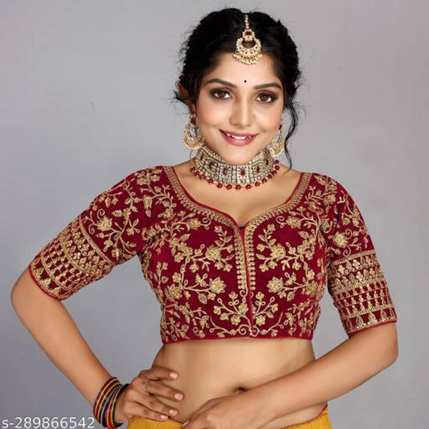 Modern Mughals Maroon Readymade with Pad Velvet Women's Blouse ( Pack of 1 ) Modern Mughals Maroon Readymade with Pad Velvet Women's Blouse ( Pack of 1 )