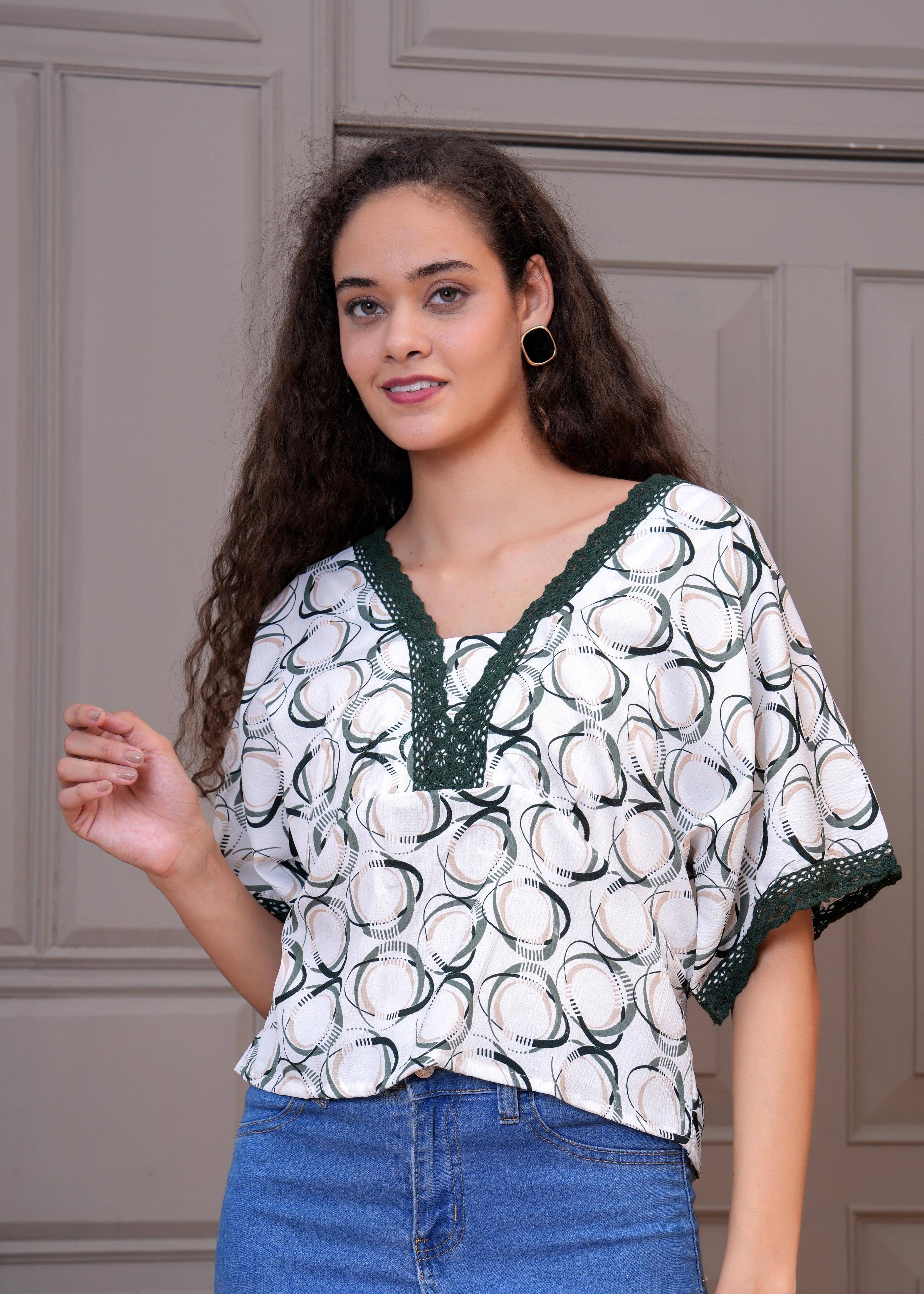     			Oh Mi Dios Women's Crepe Regular Top ( Green )