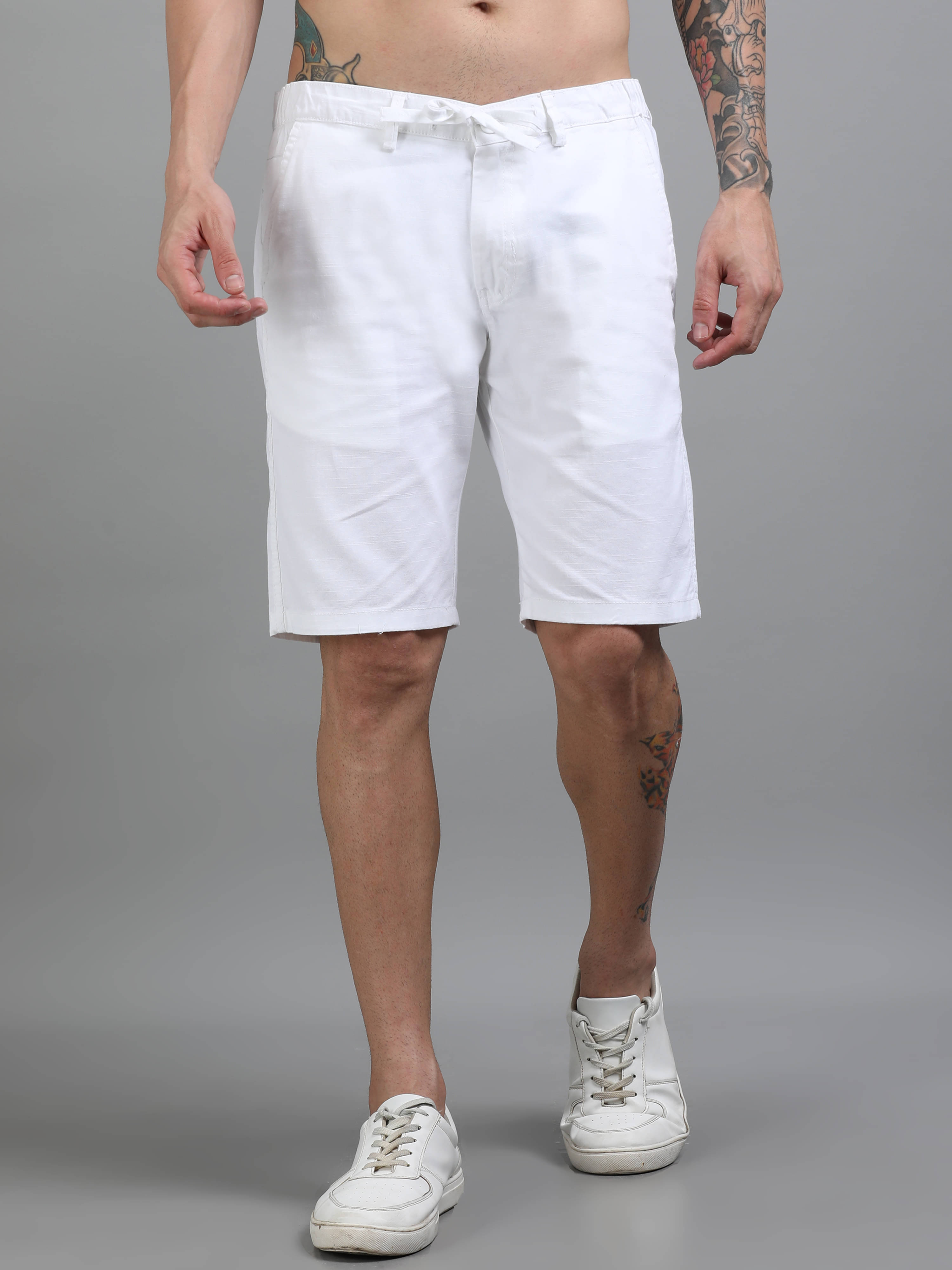 Paul Street White Cotton Blend Men's Shorts ( Pack of 1 )     			Paul Street White Cotton Blend Men's Shorts ( Pack of 1 )