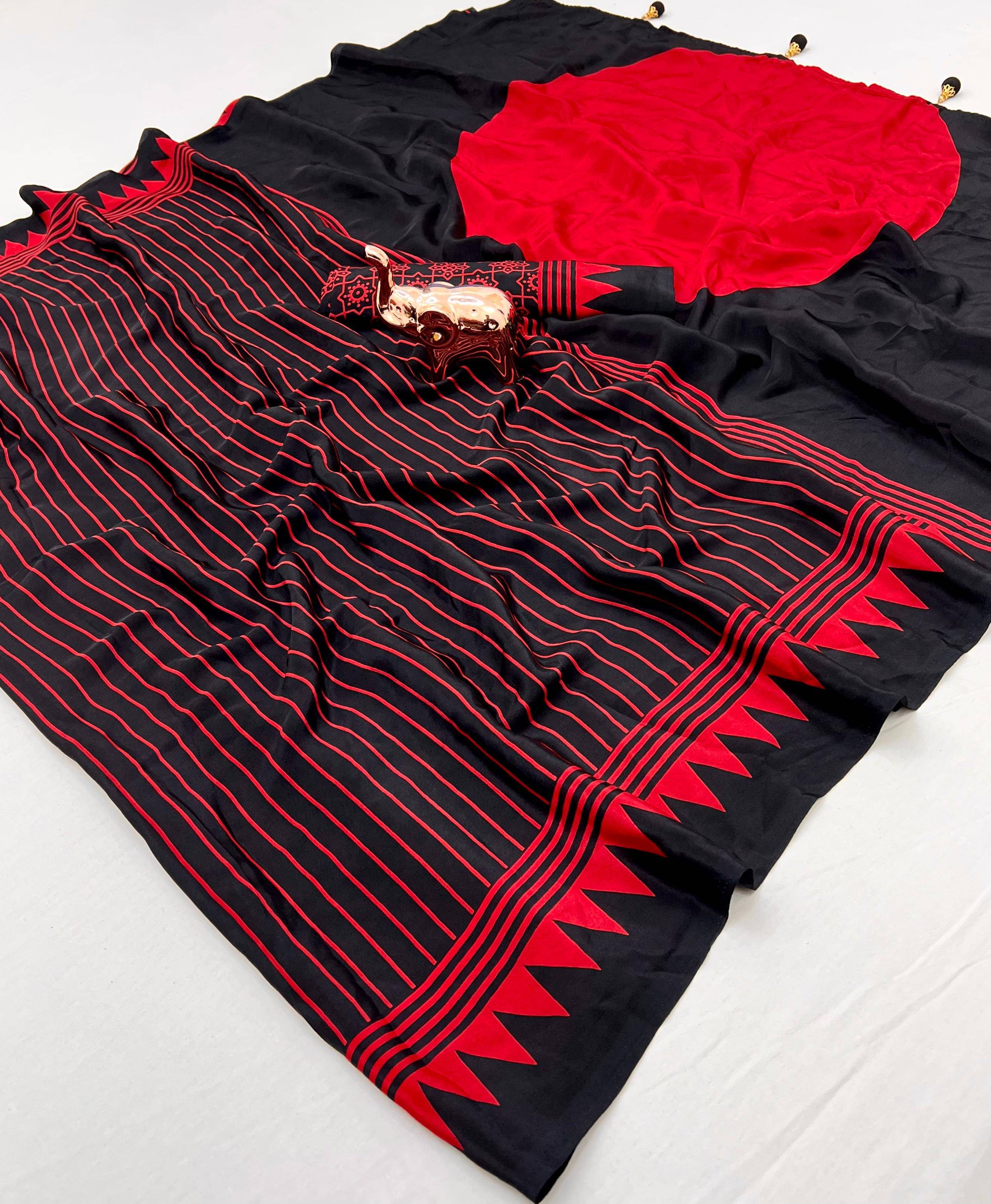 SHIRODHARI Silk Embroidered Sambalpuri Saree With Unstitched Blouse Piece ( Black ) SHIRODHARI Silk Embroidered Sambalpuri Saree With Unstitched Blouse Piece ( Black )