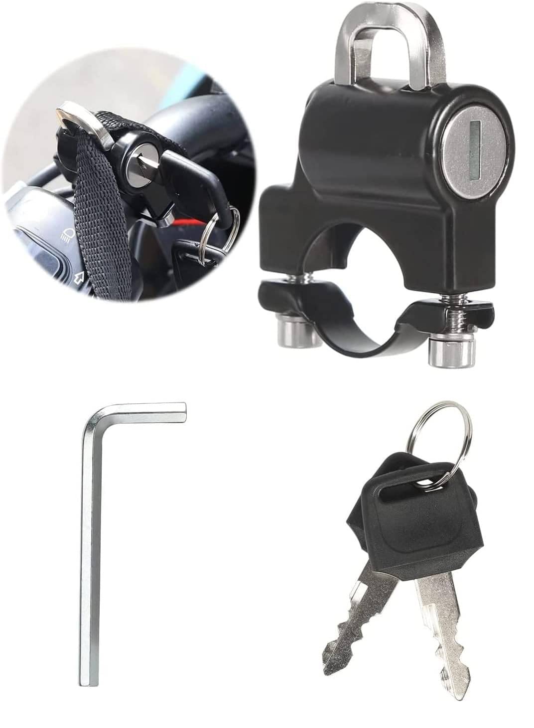SHOPONIL Motorcycle Helmet Lock Anti-Theft Tamper-Proof Helmet Security Safety Lock with 2 Keys Padlock Multifunctional Hanging Storage Hook for 22mm 7/8" Handlebar Scooter Bicycle Motorbike Lock SHOPONIL Motorcycle Helmet Lock Anti-Theft Tamper-Proof Helmet Security Safety Lock with 2 Keys Padlock Multifunctional Hanging Storage Hook for 22mm 7/8" Handlebar Scooter Bicycle Motorbike Lock