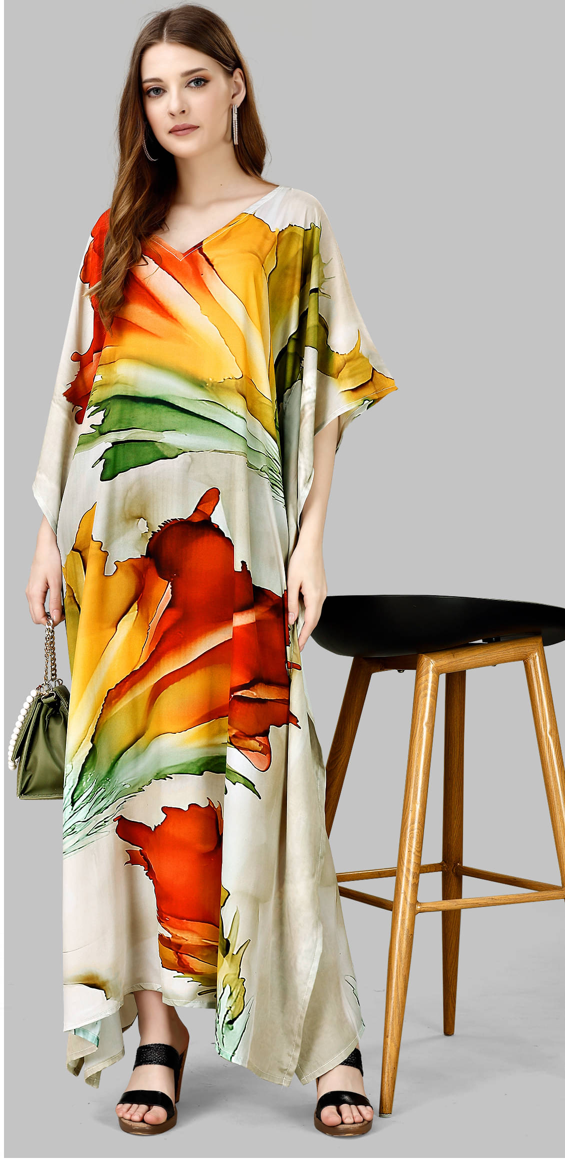     			SILK SUTRA Women's Rayon Kaftan ( Multicolor )