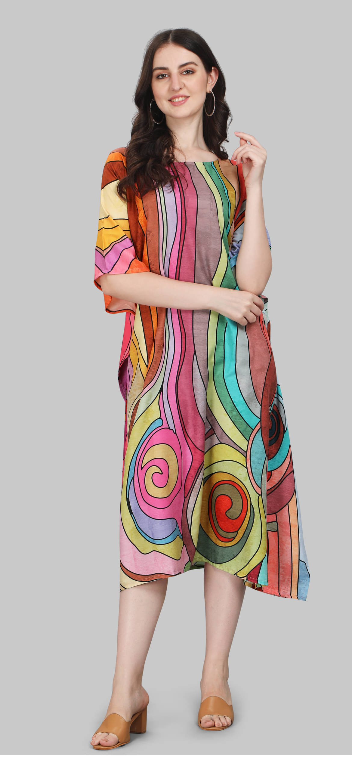 SILK SUTRA Women's Satin Kaftan ( Multicolor ) SILK SUTRA Women's Satin Kaftan ( Multicolor )