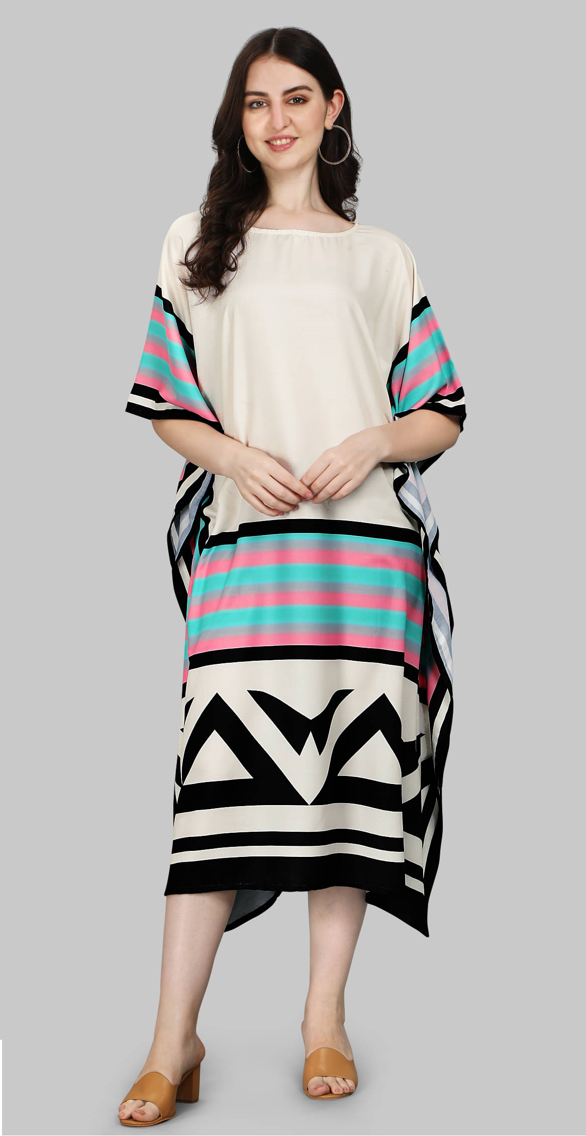     			SILK SUTRA Women's Satin Kaftan ( Multi Color )
