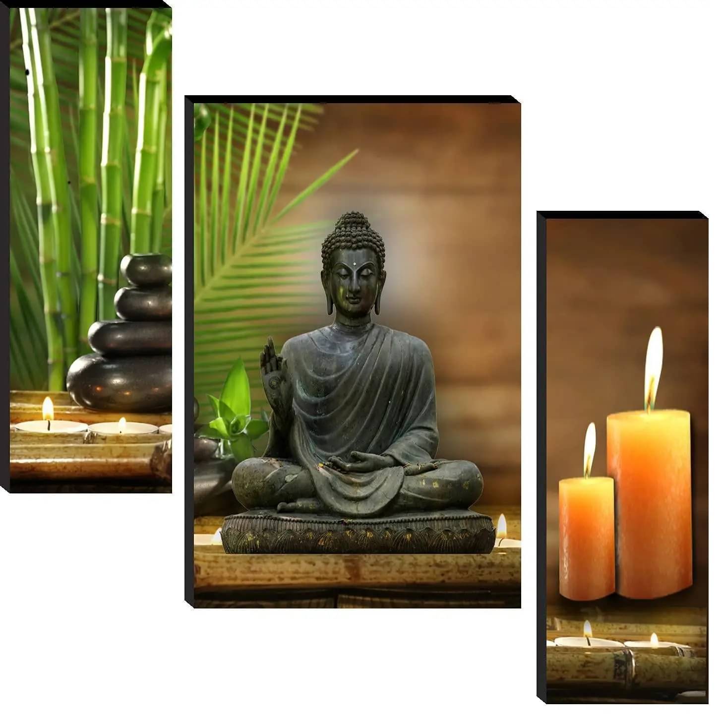 Set of 3 Lord Buddha Wall Paintings For Living Room 12X 18 INCH Set of 3 Lord Buddha Wall Paintings For Living Room 12X 18 INCH