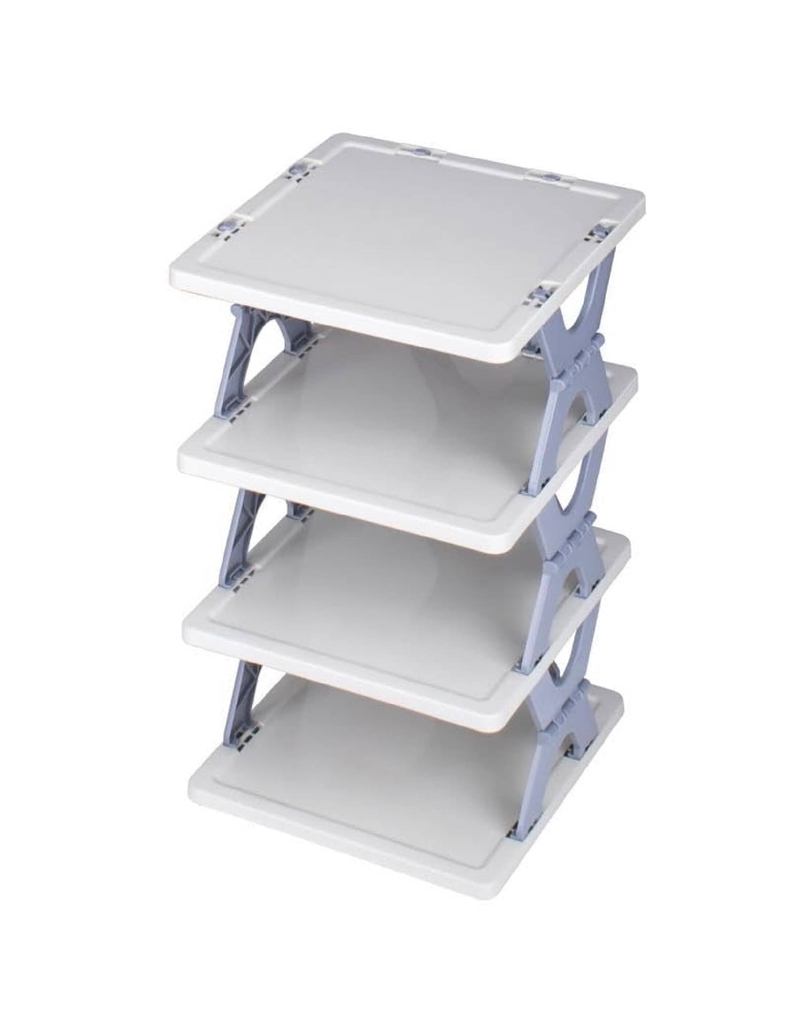     			Shopeleven 4 Layer Shoe Rack,Stackable Shoe Storage Organizer for Bedroom Entryway, Adjustable Shoe Rack, Shoe Slots Organizer Shelf, Easy Clean Shoe Tower Rack