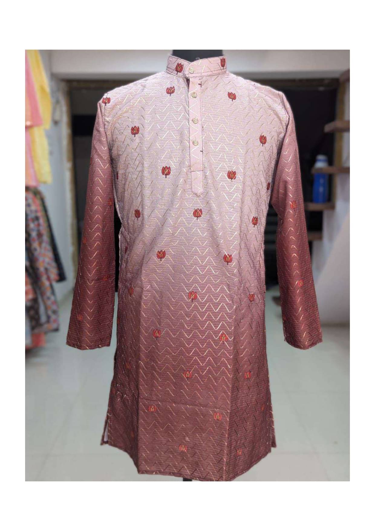     			Shree Ganesh Creation Orange Cotton Blend Men's Regular Kurta ( Pack of 1 )