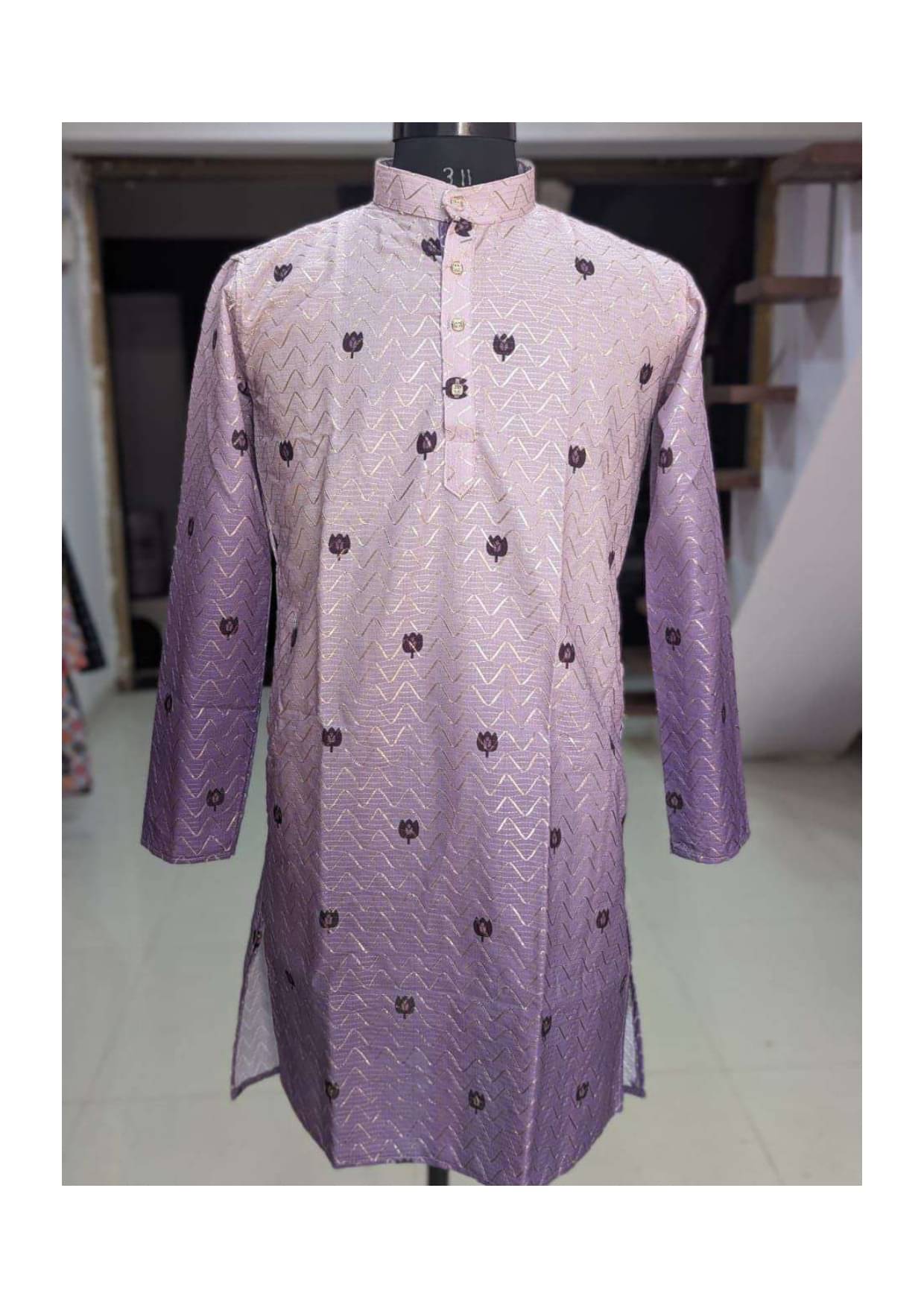     			Shree Ganesh Creation Purple Cotton Blend Men's Regular Kurta ( Pack of 1 )