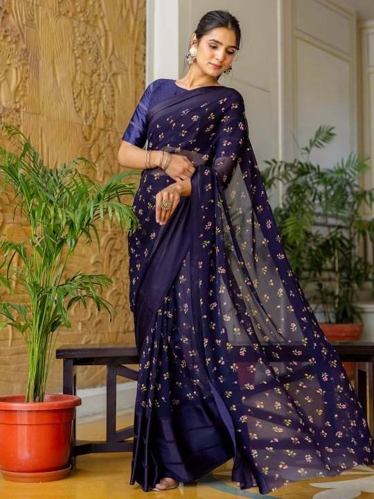 Sitanjali Lifestyle Satin Printed Maheshwari Saree With Unstitched Blouse Piece ( Blue ) Sitanjali Lifestyle Satin Printed Maheshwari Saree With Unstitched Blouse Piece ( Blue )