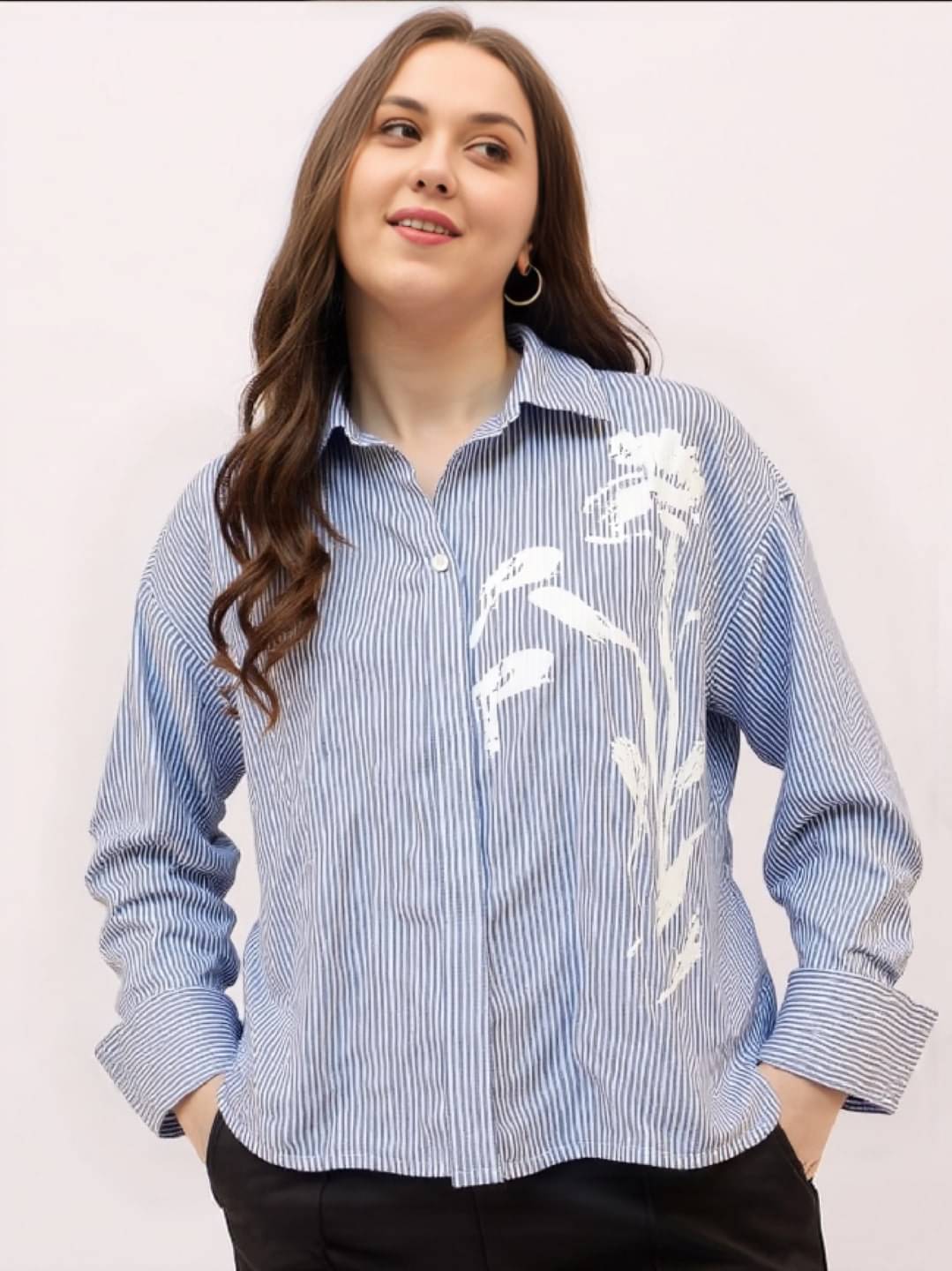 Sons Women Striped Cotton Shirt ( Blue ) Sons Women Striped Cotton Shirt ( Blue )