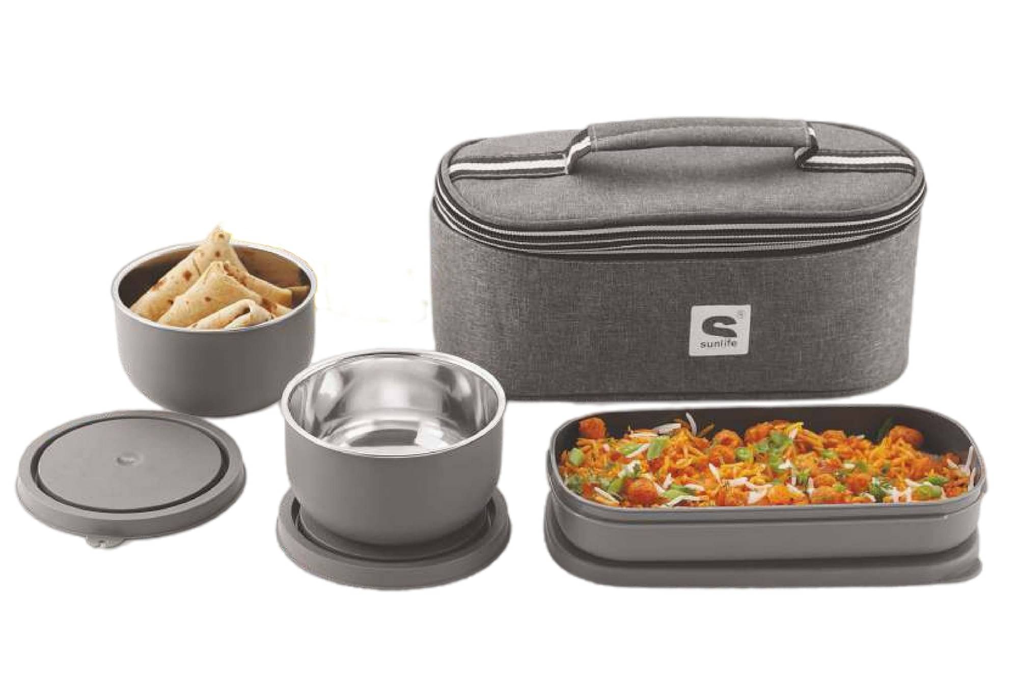 SunLife Micro Trust 2+1 Containers Stainless Steel Insulated Lunch Box 3 - Container ( Pack of 3 ) SunLife Micro Trust 2+1 Containers Stainless Steel Insulated Lunch Box 3 - Container ( Pack of 3 )