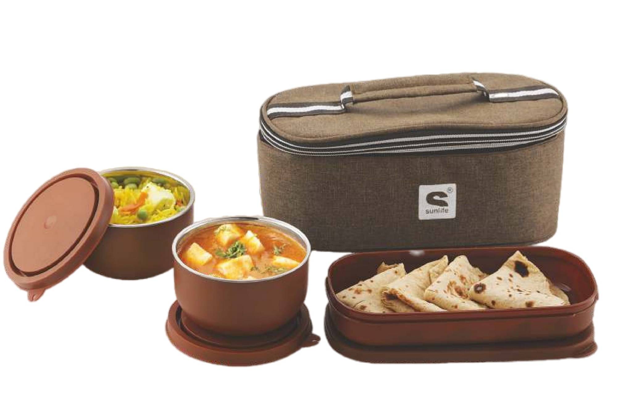     			SunLife Micro Trust 2+1 Containers Stainless Steel Insulated Lunch Box 3 - Container ( Pack of 3 )