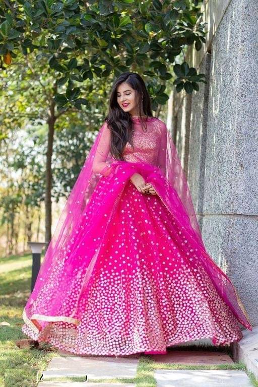 Supar Sleave Pink Net Chaniya Choli Semi Stitched Lehenga Single Supar Sleave Pink Net Chaniya Choli Semi Stitched Lehenga Single