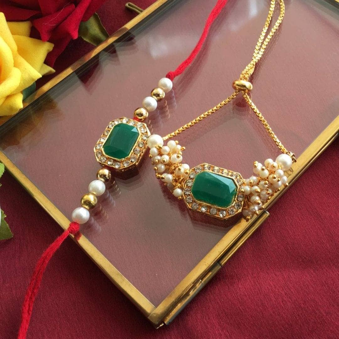 THRIFTKART Bhaiya Bhabhi Rakhi Multicolour STON WITH American Diamond BHAIYA BHABHI RAKHI - Bangles & Bracelets | Buy online on ZillyBuy