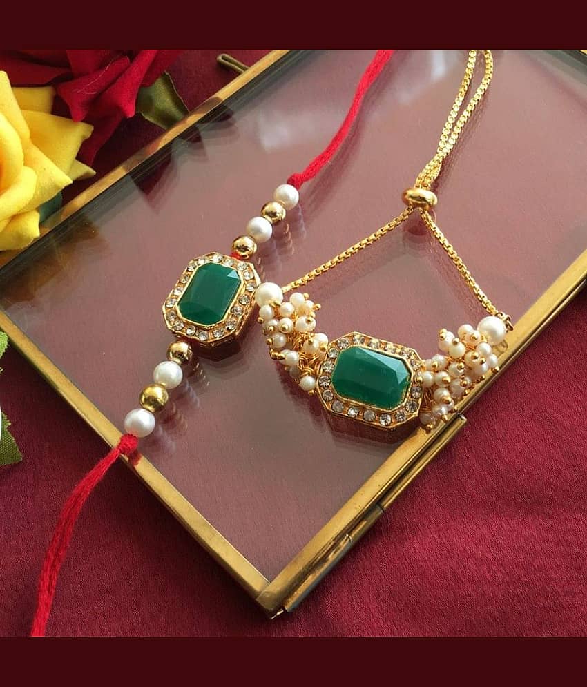 THRIFTKART Bhaiya Bhabhi Rakhi Multicolour STON WITH American Diamond BHAIYA BHABHI RAKHI - Bangles & Bracelets | Buy online on ZillyBuy