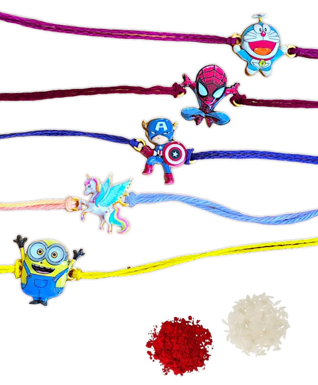 THRIFTKART Kid's Rakhi Multicolour special from cartoon collection Pack of 5 - Bangles & Bracelets | Buy online on ZillyBuy