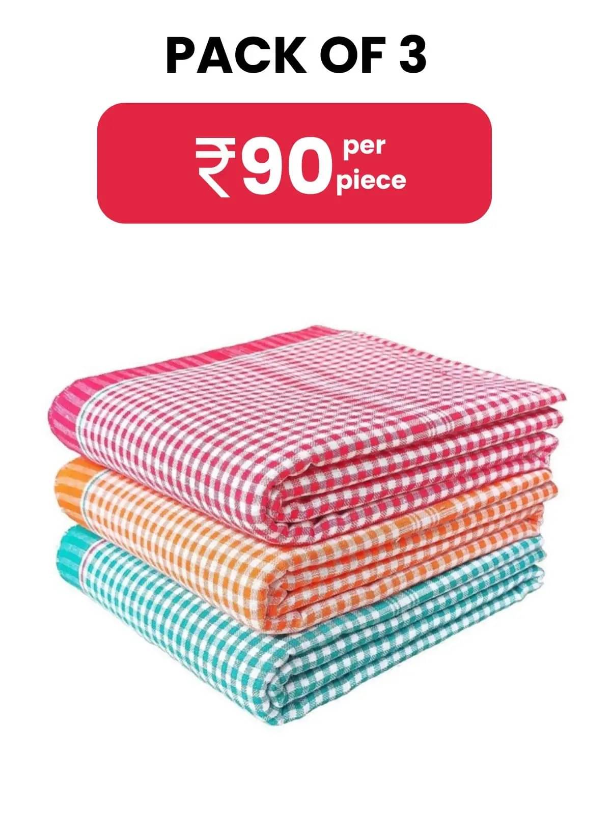 TVORA CLOTHING Pack of 3 Cotton Below 300 -GSM Bath Towel ( Multicolor ) TVORA CLOTHING Pack of 3 Cotton Below 300 -GSM Bath Towel ( Multicolor )