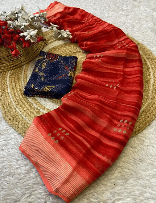     			VAANISRI Chiffon Printed Saree With Unstitched Blouse Piece ( Red )