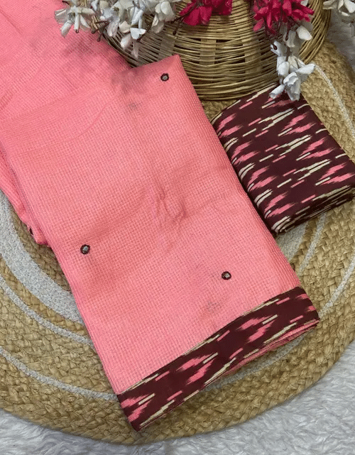 VAANISRI Jute Solid Saree With Unstitched Blouse Piece ( Pink ) VAANISRI Jute Solid Saree With Unstitched Blouse Piece ( Pink )