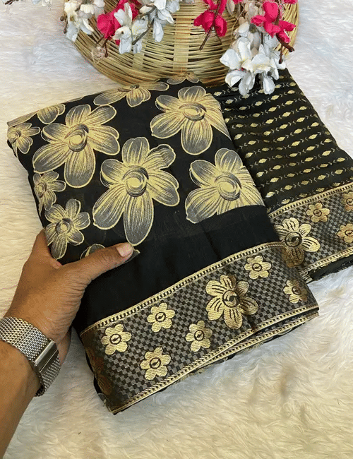 VAANISRI Silk Printed Saree With Unstitched Blouse Piece ( Yellow )     			VAANISRI Silk Printed Saree With Unstitched Blouse Piece ( Yellow )